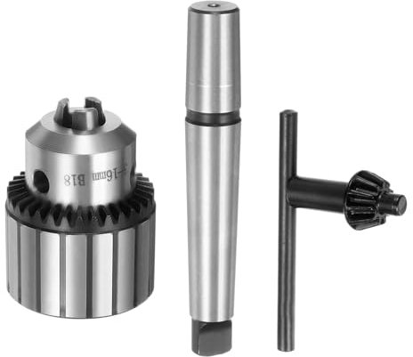 sourcing map 3pcs 1/8-5/8 Drill Chuck Set 3-16 B18 with Drill Chuck Key and MT2 B18 Morse Taper Arbor for Impact Drivers Drill Press Adapter Replacement Attachment Multiple Purposes