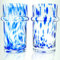 Gökotta Set of 4 Handmade Stackable Blue Speckled Drinking Glasses | Handblown Tumblers Moroccan Shape Pattern Drinking Glassware Blue | for Water Cups Cocktail Glasses Craft Beer | Large 400ml