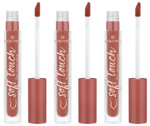 essence soft touch lip mousse, Lippenstift, Nr. 02, Orange, mattierend, abdeckend, natürlich, farbintensiv, vegan, ölfrei, ohne Parabene, Nanopartikel frei, 3er Pack (3x4g)