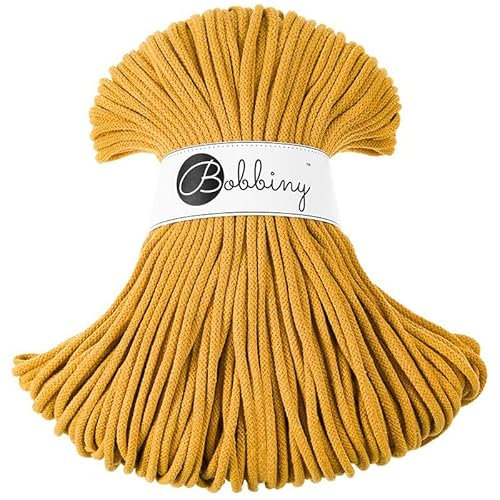 Bobbiny Makramee-Schnur, geflochten, 5 mm, Senfgelb, 100 m