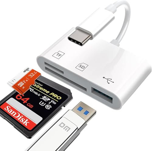 Lettore Di Schede SD per iPhone 15, Adattatore USB C 3-in-1 per Dispositivi Android e Altri Dispositivi USB-C