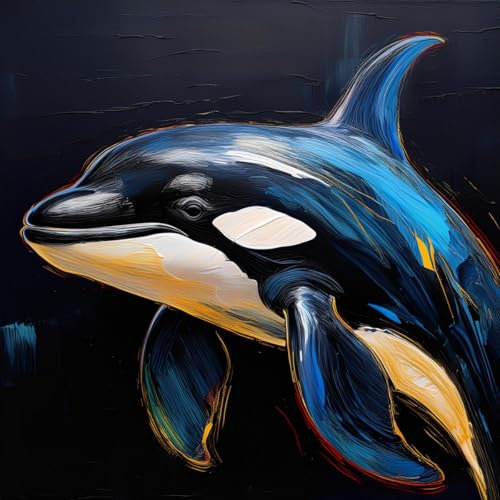 Merchandise for Fans Poster Bild Kunstdruck Wandbild Leinwand Canvas Gemälde 30x30cm - Wal Schwertwal Killerwal Orca