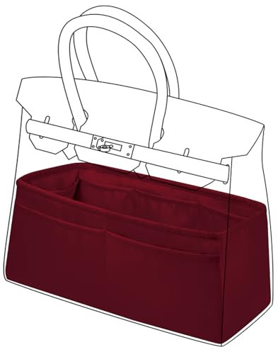 DGAZ Handtasche Tasche Organizer, Seide Innentasche für Birkin 20/25/30/35/40/45/50, Seidige Berührung Taschenorganizer Shaper Einsatz (Rouge h, BK35)