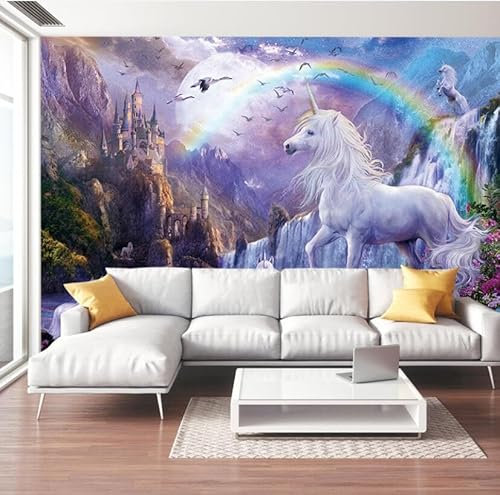vjdlflihlh Papier Peint Mural Photo 3D Personnalisé Papier Peint Fantaisie Pêcher Papier Peint 3D Cheval Blanc Fond Tv Murale-300Cmx210Cm