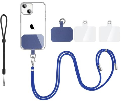 QZLSAYSL 6 Pezzi Cordino per telefono cellulare, cordino universale per telefono cellulare, cinturino regolabile per iPhone, Huawei, Samsung e tutti gli smartphone (blu brillante)