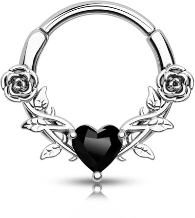 CM Crareesi Mania Piercing Ohrringe - Herz, Helix, Septum, Nasen, Tragus, Conch Piercings in Silber - Chirurgenstahl 16G - Rose, Daith, Knorpel - Ohrringe für Frauen & Männer (10mm)