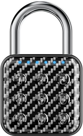 Zahlenschloss, Zahlenschloss für Spind, Schließfachschloss & Gym Locker Lock - Hohe Sicherheit, einfach zu bedienen für Fitnessstudio, Schule, Reisen, Outdoor - Schwarze Kohlefaser