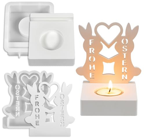 Silikonformen GießFormen, Silikonform Ostern Hase, Ostern GießFormen Silikonform 3D Osterhase DIY Deko FüR Gips Kerzenhalter Handwerk (hase)