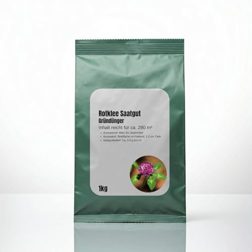 Gründüngersaat Rotklee, Bodengesundheit nachhaltig verbessern, Bodenlockerung, Bienenfreundlich (1kg für ca. 280m²)