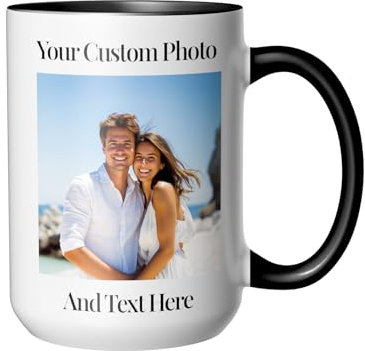 Customaster Personalised Mug with Photo/Text,Custom Coffee Mug with Logo or Design,Your Choice of 11oz or 15oz,Personalised Gift for Birthdays, Anniversaries, Mother’s Day & Father’s Day