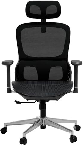 Hbada P2 Air Ergonomischer Bürostuhl, Bürostuhl mit 3D-Lendenwirbelstütze, Großer und Hoher Mesh-Stuhl mit 3D-Armlehnen, Kopfstütze & Komfortablem Sitz, Home-Office-Schreibtischstuhl, Schwarz