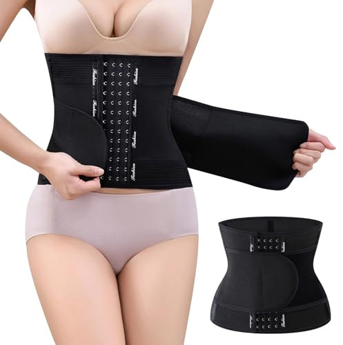 Gaine Amincissante Ventre Plat Femme, Femme Waist Trainer Corset, Body Sculptant pour Ventre (Black, M)