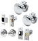 EAI Chrome Door Knob Set - 1 Pair of Polished Chrome Victorian Mortice Knobs (55mm), Latch & Deadbolt Kit (76mm) & Turn & Release