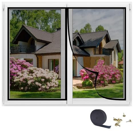 Store enrouleur moustiquaire W80xH130cm rideau magnétique moustiquaire moustiquaire avec aimant puissant se ferme automatiquement l'air peut circuler librement lavable Noir