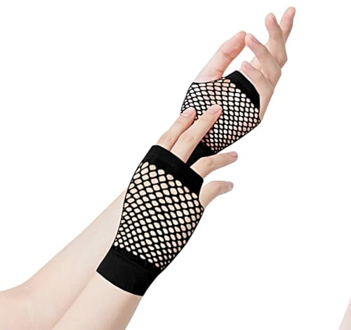 ztowoto 2 Paare Netzhandschuhe Fingerlos, Modisch Fischnetz Handschuhe, Dehnbares Mesh Fingerlose Netzhandschuhe FüR 80er Jahre Party Cosplay KostüMzubehöR