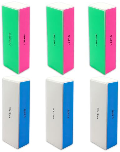 6 Stück Nagelpolierblock, Nagelfeilen Block, 4 Stage Stufig Entfernt Kanten, Erzeugt Sofort Einen Hochglanz Professional Nail Files Polishing for Shaping for Shaping, Smoothing and Polishing