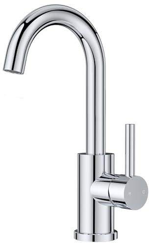 FORIOUS Wasserhahn Bad Hoch 360° Drehbar, Edelstahl Waschtischarmatur Hoch mit Warm/Kaltwasser Mischbatterie Einfache Montage für Badezimmer/küche Waschbecken