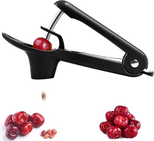 Kirschentkerner Entkerner,Edelstahl Kirschen Kirschentsteiner Entferner Obstentkerner für Obst,Kirsche Obstbeere (Schwarz)
