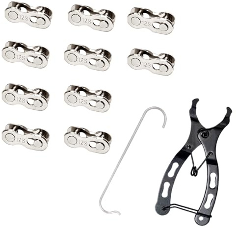 Kettenschloss Fahrrad und Kettenzange Set, 10 Paar Fahrradkettenglied mit Kettenschlosszange Kettenverschluss für 6-8/10/12 Fach Fahrradkette Reparatur Set für Schnellen Fahrradreparatur (10 Fach)