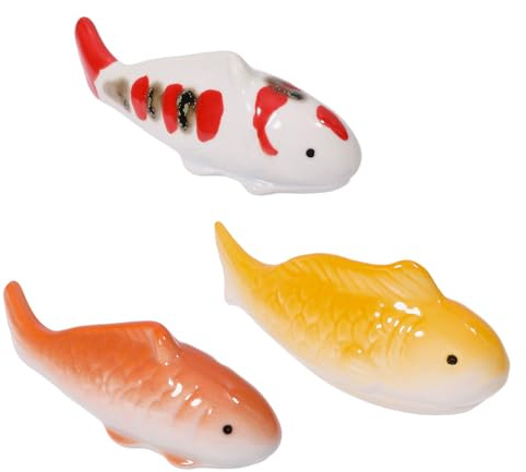 CONCHLERY 3 Pcs 3 Style Ceramic Float Fish Ceramic Floating Miniature Fish Tank Decoration for Terrariums Fairy Garden Pool Patio Pond Wedding Decor
