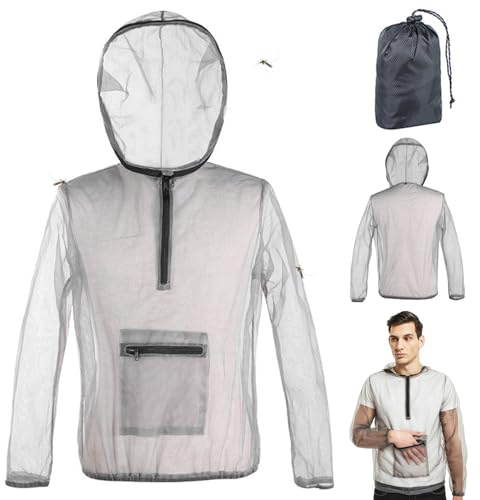 Rwigeboo Bee Jacket Sting Proof Beekeeping Jacket Ventilated Mesh Net Bee Suit Half Zipper Beekeeper Suit with Pockect and Elastic Cuffs for Men & Women XL