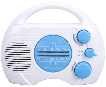 Fabater Radio de Douche étanche, Radio AM FM Portable avec Haut-Parleur intégré, Radios de Salle de Bain Suspendues pour Fête, Extérieur, Voyage, Cadeaux, Noir