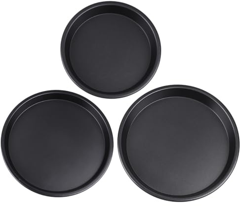 Holibanna Teglie per Microonde Crisp 3 Pezzi in Lega di Alluminio Nero Antiaderente per Preparazione Torte a Casa e Feste di Compleanno