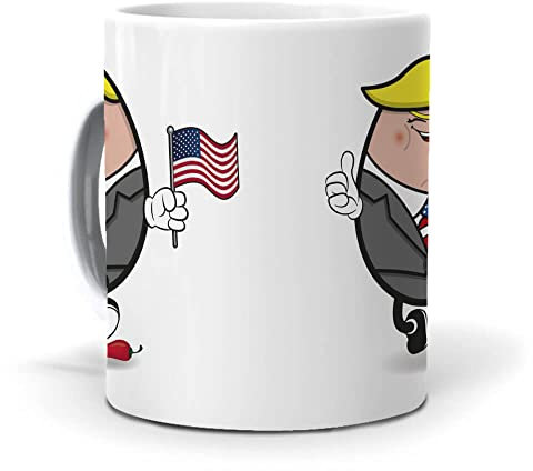 mundohuevo Taza Divertida Donald Trump Versión Huevo | Tazas Originales Para Regalar | Taza Café, Desayuno Y Té | Ideas Regalos Amigo Invisible | Idea Regalo Navidad | Cerámica 350 ML