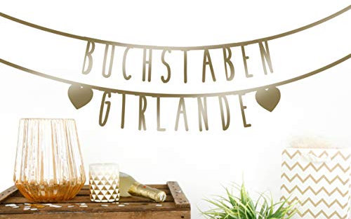 MIK funshopping Individualisierbare Buchstaben-Girlande für Geburtstag Hochzeit Feier Party Junggesellenabschied aus Papier (Gold - 146 Zeichen)