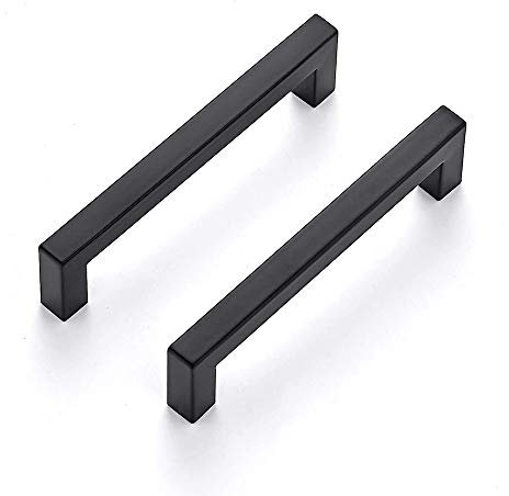 LONTAN 20 Pack Black Kitchen Cabinet Handles - 128mm Hole Center Black Cupboard Handles