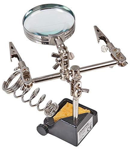 DURATOOL D03285 Herramienta de abrazadera de tercera mano con lupa y soporte de soldador
