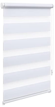 OBdeco Doppelrollo Duo Rollo Klemmfix ohne Bohren B70cm x H220cm(Stoffbreite 66 cm) Weiß für Fenster lichtdurchlässig und verdunkelnd