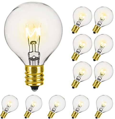 DGO Light Bulb, G40 Screw Light Bulbs, E12 Edison Bulb Replacement for Outdoor String Lights, 7W Incandescent Bulbs, Warm White, 12 Pack