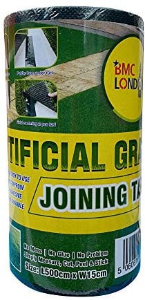 BMC LONDON Kunstrasen-Fugendichtband, 5 m Rolle, 15 cm breit, selbstklebendes Fugenband, Verbindung, synthetischer Rasenteppich für Garten und Außenbereich