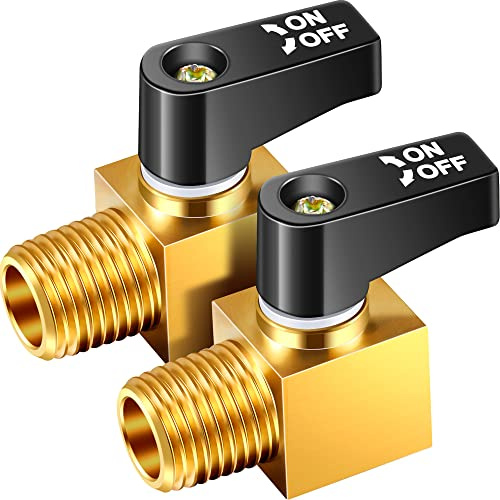 Tondiamo Air Compressor Valve, Mini Metal Ball Type Air Tank Drain Valve Brass, 1/4 Inch NPT Male x NPT Female for Air Compressor Part(2 Pieces)