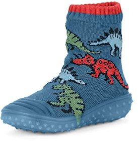 Sterntaler Baby Jungen Adventure Socks Kinder Adventure-Socks Dinos Strümpfe - Wasserfeste Socken - mit Dino Motiv und Gummisohle - mittelblau, 19/20