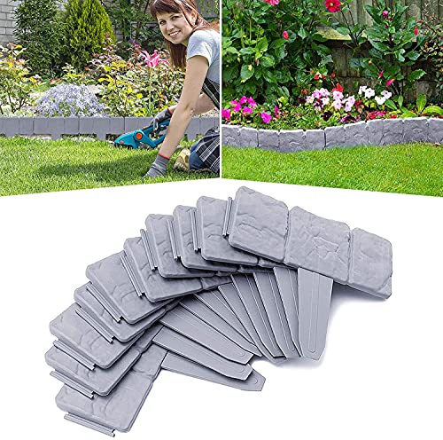 LARS360 Rasenkante Steinoptik 12,5m Gartenpalisade Kunststoff Grau