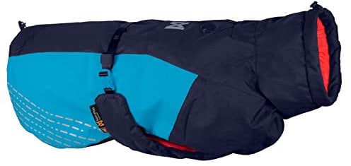 Non-stop dogwear Glacier Jacket 2.0, warme Hundejacke für Winter und kaltes Wetter mit Leinenöffnung und Beinschlaufen, Blau, Größe 30 für kleine Hunde