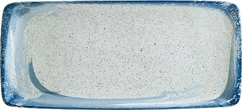 Bonna Harena Moove S-MT-HRNMOV35DT Lot de 6 assiettes rectangulaires en porcelaine Blanc/bleu/bleu clair 34 x 16 cm Hauteur 2,5 cm