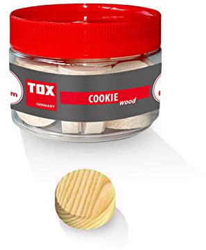 TOX Cookie Wood Querholzplättchen 15 mm aus Fichtenholz zum Reparieren und Ausbessern von fehlerhaften Stellen im Holz in der Runddose, 100 Stück, 015260301