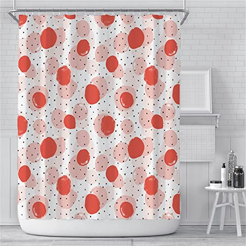 Cortina de Ducha,Rosado Rojo Antimoho Cortina Baño,12 Ganchos Cortinas,Impermeable Cortinas de Baño Camper,Impresión Digital en 3D Cortina de Duche Accesorios Baño,180x180cm