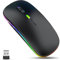 GLOBAL TECH Kabellose Maus, LED Wiederaufladbare Leise schlanke Maus Laptop Wireless Mouse, 2.4G USB Funkmäuse für Laptop, PC, Computer, Mac (Schwarz)