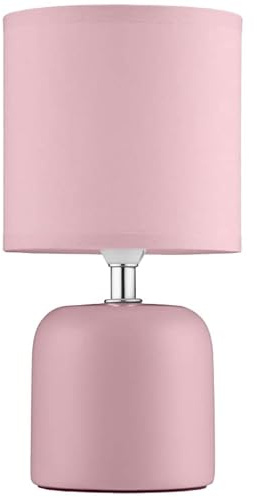 WiseAccordio Small Ceramic Table Lamp - Bedside, Living Room, Office - Modern Pink Lamp, Hx23cm