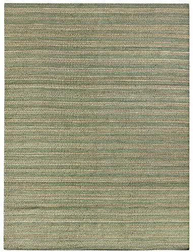 HAMID - Woll- und Jute-Teppich Olivia, Handgewebter Woll-Jute-Teppich für Wohnzimmer, Schlafzimmer, Natürliches Grün, (300 x 400 cm)