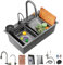 Ribanedy Edelstahl Wasserfall SpüLbecken,Schwarze Nano-KüChenspüLe Mit Multifunktions-Top-Mount-Wasserfall-Wasserhahn Und SpüLbeckenzubehöR-Set 1 Becken EinbauspüLe (75x45x21 cm)