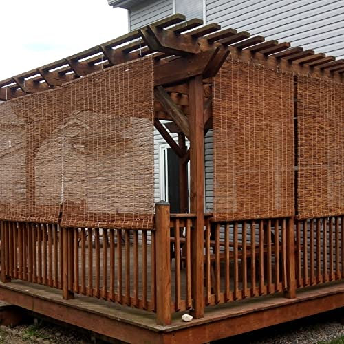 AMEERR Wetterfest Außenrollo Bambus Rollo Vorhang Outdoor Schilfrollo Schilfvorhänge Rollo Bambus Für Balkon Sonnenschutz Dachterrasse Atmungsaktiv Rollos Sichtschutz (Size : W63xH63in)