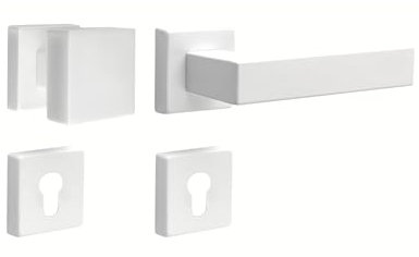 Gedotec Wechselgarnitur Aluminium Türgriff Zimmertür Türbeschlag weiß Knopf-Drücker | PUSH 1317 | PZ - Profilzylinder | Türklinke Antik Vintage | 1 Design Knauf-Garnitur inkl Befestigungsmaterial