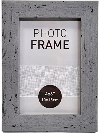 BUSDUGA Bilderrahmen pastellfarben in Holzoptik, 10x15cm Fotorahmen (grau)