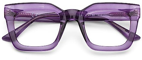 DOOViC Lesebrille Lila Damen 2.25 mit Blaulichtfilter Eckig Lila Dicker Rahmen Brille mit Stärke