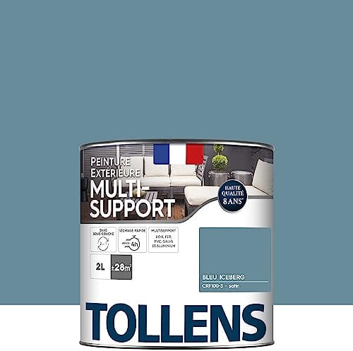 Tollens Peinture extérieure multisupport - Ultra résistante Haute qualité - Satin - Bleu Iceberg - 2L = 28m2